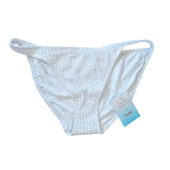 Demi Moore x Andie Swim The Tropez Bottom White Textured Size Medium - Picture 4 of 9